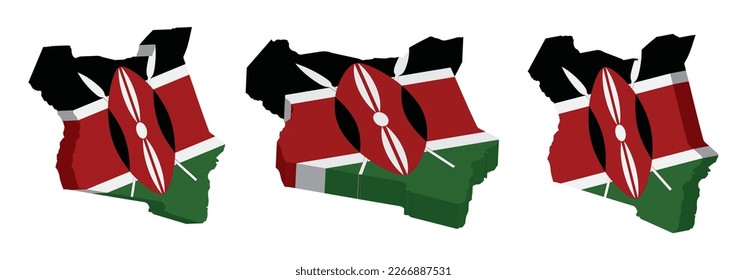 Realistic 3D Map of Kenya Vector Design Template