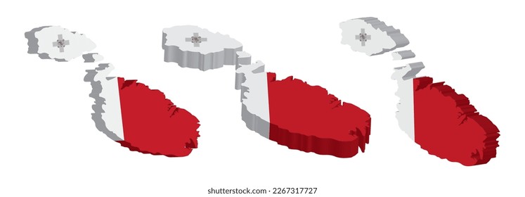 Realistic 3D Map of Malta Vector Design Template