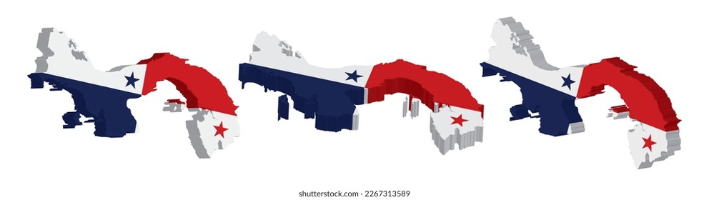 Realistic 3D Map of Panama Vector Design Template