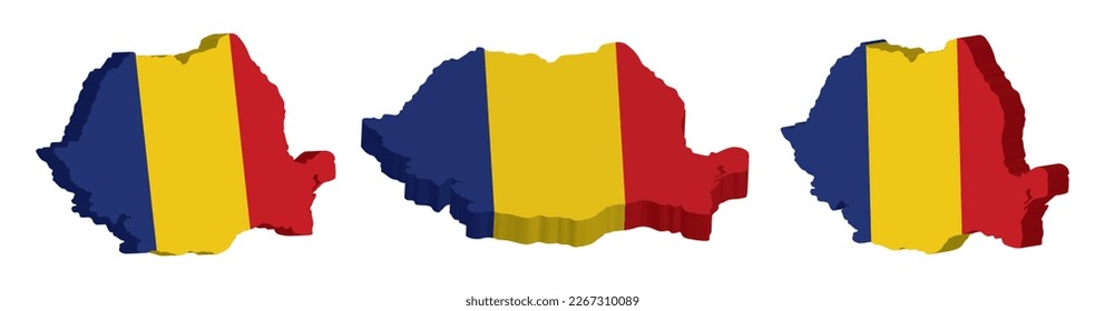 Realistic 3D Map of Romania Vector Design Template