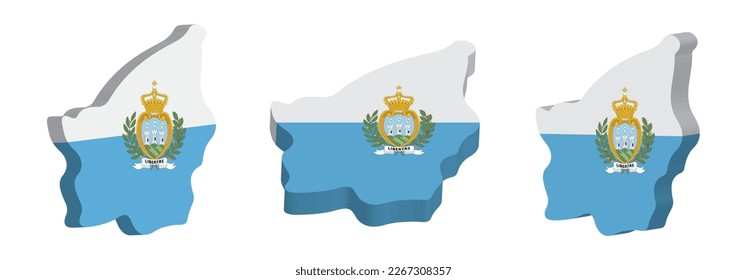 Realistic 3D Map of San Marino Vector Design Template