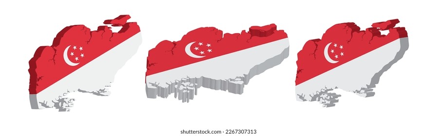 Realistic 3D Map of Singapore Vector Design Template