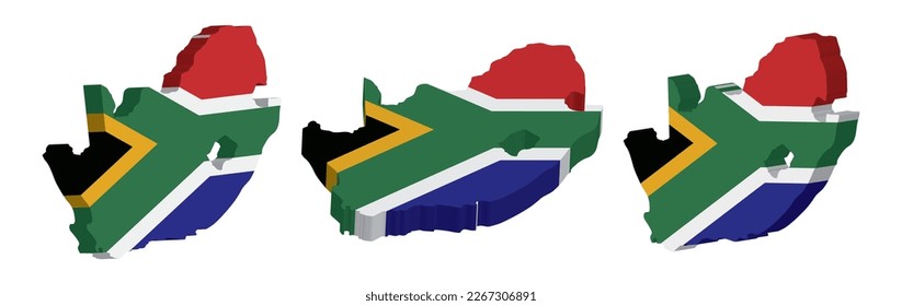 Realistic 3D Map of South Africa Vector Design Template