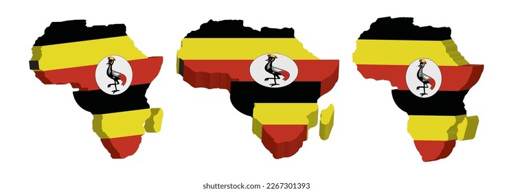 Realistic 3D Map of Uganda Vector Design Template