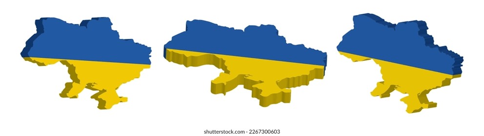 Realistic 3D Map of Ukraine Vector Design Template