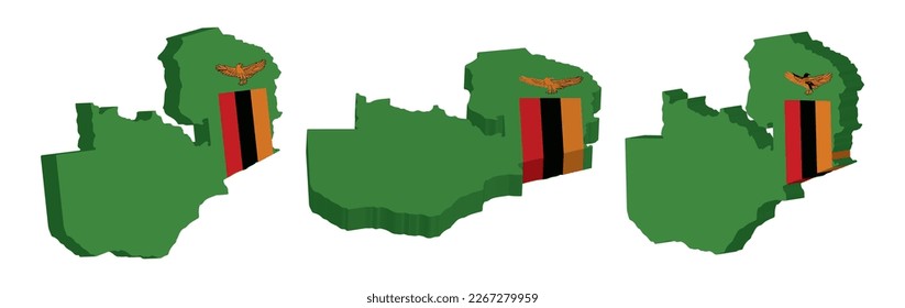 Realistic 3D Map of Zambia Vector Design Template