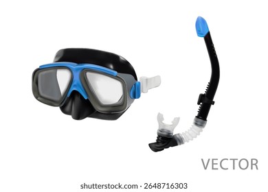 Realistic 3d mask icon for scuba diving Equipment, entertainment, gear. An element of a diving suit.Eye protection in water Vector illustration