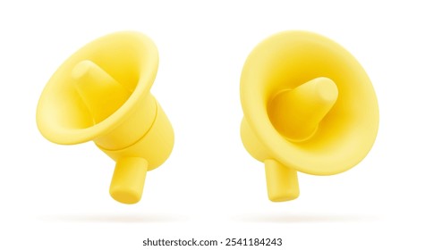 Realista megafone 3d, alto-falante. Ilustração vetorial