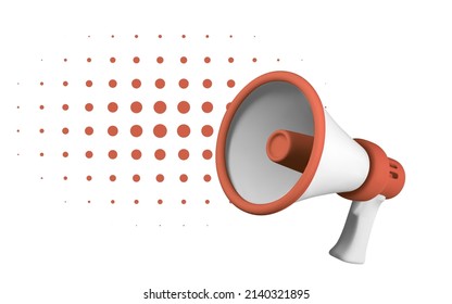 Realistic 3d megaphone. Plastic megaphone with shadow. Vector illustration.