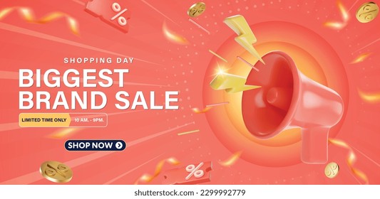 Realistic 3D megaphone Vector and 3D elements are available for use on online shopping websites or in social media advertising.