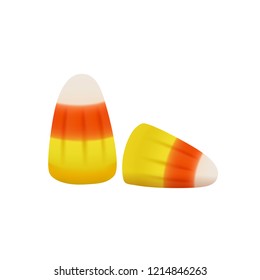 Realistic 3d mesh halloween candy corn isolated on white background. Vector illustration