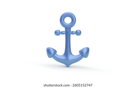 Realistic 3d metal anchor isolated on white background. Vector illustration