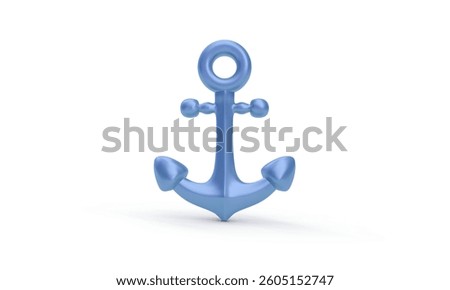 Realistic 3d metal anchor isolated on white background. Vector illustration