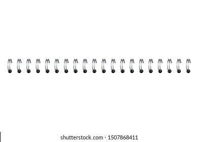 Realistic 3d metal spiral spring. Template for notebook bind, calendar