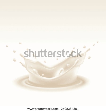 Realistic 3D milk splash with dynamic flying drops. Clean liquid for yogurt or cream. Perfect for advertising, package design.