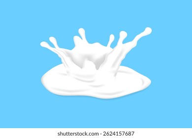 Realista 3d Milk Splash isolado no fundo azul