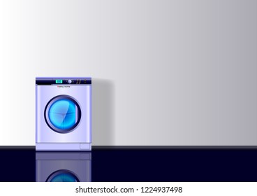 Realistic 3d minimal background with Washing mashine. Vector Illustration