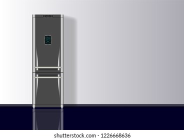 Realistic 3d minimal composition background with Refrigerator. Vector Illustration