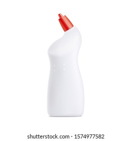 Realistic 3d mockup of plastic blank bottle for liquid laundry detergent. Household chemicals and mock up of detergent bottle, isolated vector illustration.