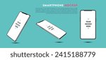 Realistic 3D mockup of a smartphone with three different angles that is futuristic and elegant. smartphone mockup. vector illustration