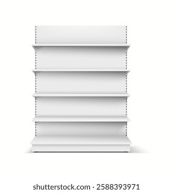 Realistic 3D mockup of a supermarket shelf from the front, ideal for showcasing retail items.