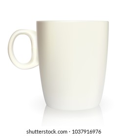 Realistic 3D model of cup white color. Vector Illustration. EPS10