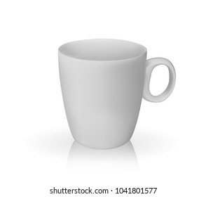 Realistic 3D model of cup white color. Vector Illustration. EPS10
