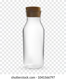 Realistic 3D model of Glass bottle with lid on transparent Background. Vector Illustration. EPS10