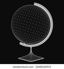 A realistic 3D model of a globe stands out against a sleek black background, highlighting detailed continents and oceans. The high-quality rendering creates depth and dimension, perfect for.
