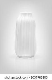Realistic 3D model of vase white color on gray background. Vector Illustration. EPS10
