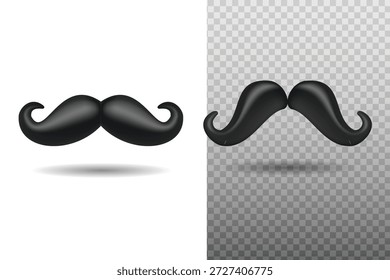 Iconos realistas del vector del bigote 3D en diversos estilos, perfectos para la marca del barbero, el diseño del carácter, la moda, y los gráficos lúdicos.