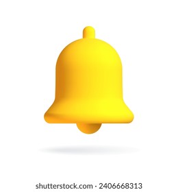 Icono de timbre amarillo de notificación 3d realista. 3 d el vector representa la campana sonora con notificación. Ilustración del vector