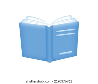 Icono de libro 3d realista aislado en fondo blanco. Elemento educativo. Ilustración vectorial.