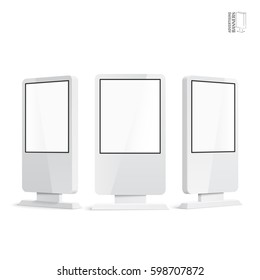 Realistic 3D outdoor lightbox advertising. Illustration isolated on white background. Mock Up template ready for your design. Vector EPS10