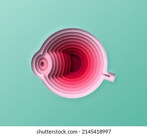 Realistic 3D Paper Cut Human Eye Ball Illustration. Layered Colorful Eyesight System Organ For Medicine, Eyes Disease Or Visual Clinic Concept. Laser Surgery, Body Anatomy Design.