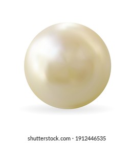 Realistic 3D Pearl isolated on white background. Vector Illustration