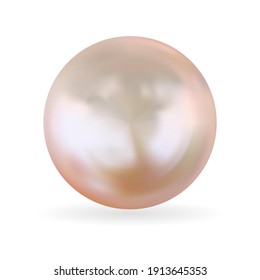 Realistic 3D Pearl isolated on white background. Vector Illustration