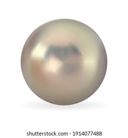 Realistic 3D Pearl isolated on white background. Vector Illustration