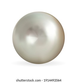 Realistic 3D Pearl isolated on white background. Vector Illustration