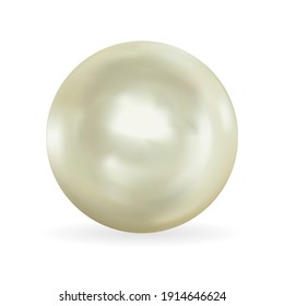 Realistic 3D Pearl isolated on white background. Vector Illustration