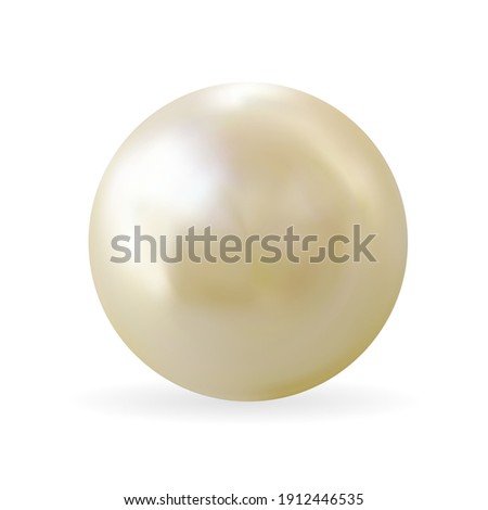 Realistic 3D Pearl isolated on white background. Vector Illustration