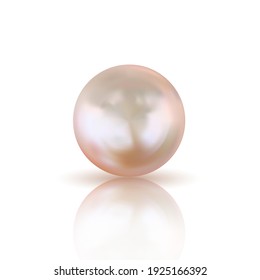 Realistic 3d pearl on white background. Vector Illustration EPS10