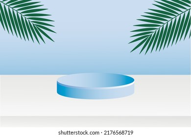 Realistic 3D pedestal podium set in abstract room. Minimal scene for products stage showcase, promotion display. Vector geometric platform design. Vector illustration