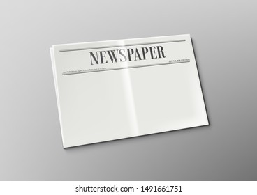 Realistic 3D Perspective Blank Clear Opened Newspaper Mock Up. EPS10 Vector