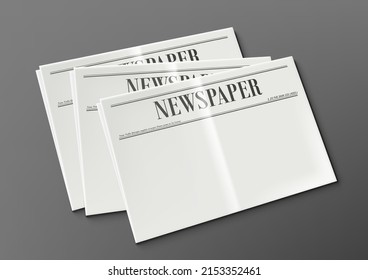 Realistic 3D Perspective Blank Clear Opened Newspaper Mock Up. EPS10 Vector