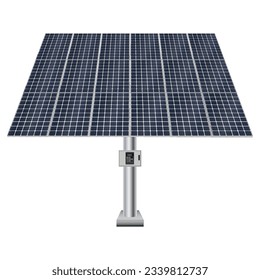 Realistic 3D photovoltaic module isolated on transparent background. Vector illustration of solar panel for alternative power generation from sunlight. Modern renewable energy technology equipment