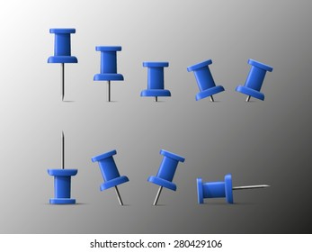 realistic 3d pin icon collection blue