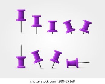 realistic 3d pin icon collection purple