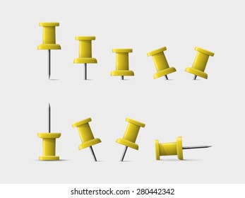 realistic 3d pin icon collection yellow