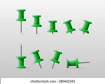 realistic 3d pin icon collection green